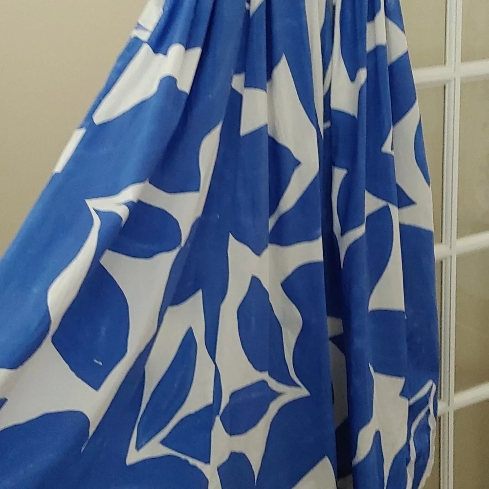 Anthropologie Sleeveless Baby doll Midi Dress Size XXS blue and White - Picture 4 of 5